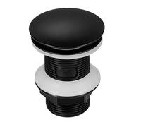 Desagüe Lavabo Sin Rebosadero Universal, Válvula para Lavabo Clic Clac, Tapón Desague Lavabo para Fregadero y Lavabo (Negro Mate)