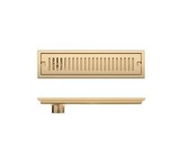 Desagüe Lineal para Ducha Drenaje de Piso Ducha for baño, Lavabo, balcón, Acero Inoxidable 304, Oro Pulido, Negro, Drenaje Lineal Largo, desagües Laterales(Gold Side,10x20cm)