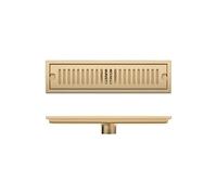 Desagüe Lineal para Ducha Drenaje de Piso Ducha for baño, Lavabo, balcón, Acero Inoxidable 304, Oro Pulido, Negro, Drenaje Lineal Largo, desagües Laterales(Gold,10x50cm)