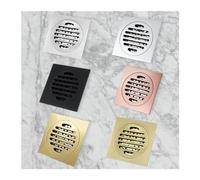 Desagües de suelo negros 10cm, rejilla ducha cuadrada latón, desagüe desecho, inserto azulejo, canal drenaje dorado for residuos baño y cocina(Rose Gold Type A)