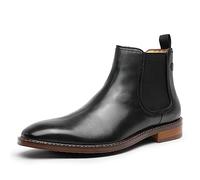 DESAI Botas Chelsea de Hombre Zapatos Cuero Elásticos Slip-On Botines Formales Negocios Tobillo, Negro, 41 EU