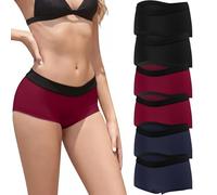 Desanlapi Pack de 6 Boxer Mujer Algodón Ropa Interior de Mujer Boxers Short Corto Elástico Suave y Cómodo Culotte para Deporte Azul Marino Rojo Oscuro L