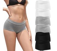 Desanlapi Pack de 6 Boxer Mujer Algodón Ropa Interior de Mujer Boxers Short Corto Elástico Suave y Cómodo Culotte para Deporte Negro Blanco Gris S