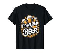 Desarrollado por Cerveza, jarras de Cerveza Leaves Fun Camiseta gráfica económica, Hombre, Negro, L