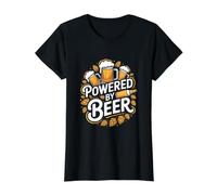 Desarrollado por Cerveza, jarras de Cerveza Leaves Fun Camiseta gráfica económica, Mujer, Negro, L