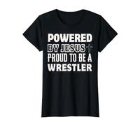 Desarrollado por Jesús Orgulloso a Wrestler Christian Faith Wrestling Camiseta gráfica económica, Mujer, Negro, L