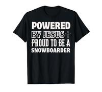 Desarrollado por Jesús Orgulloso de Snowboarder Christian Faith Camiseta gráfica económica, Hombre, Negro, L
