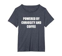 Desarrollado por la curiosidad y el café Camiseta, Mujer Tallas Grandes, Azul Jaspeado, 1XL Grande