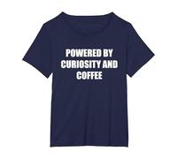 Desarrollado por la curiosidad y el café Camiseta, Mujer Tallas Grandes, Azul Marino, 1XL Grande