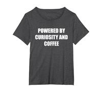 Desarrollado por la curiosidad y el café Camiseta, Mujer Tallas Grandes, Jaspeado Oscuro, 1XL Grande