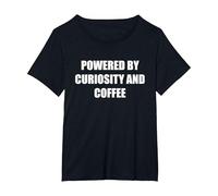 Desarrollado por la curiosidad y el café Camiseta, Mujer Tallas Grandes, Negro, 1XL Grande