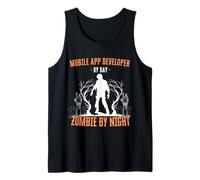 Desarrollador de App Móvil por Día Zombie de Noche Funny Halloween Camiseta sin Mangas