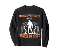 Desarrollador de App Móvil por Día Zombie de Noche Funny Halloween Sudadera