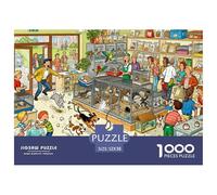 Desastre en el Día de Adopción del Zoológico de Mascotas Puzzle De Madera Impermeable DIY Puzzles De 1000 Piezas para Adultos Desafiante Y Estimulante Rompecabezas para Decoración del Hogar