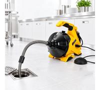 Desatascador 30Ft avance automático, sonda eléctrica con pedal | Herramienta de limpieza de desagües de largo alcance de 9 m, for fregaderos de cocina, duchas, bañeras y tuberías de baño