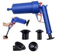 Desatascador de aire comprimido con 4 adaptadores de goma, limpiador de | Pistola limpiadora de tuberías para inodoro con presión de aire, limpiador de aire comprimido para inodoro, ducha, lavabo