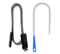 Desatascador de desagües en espiral, cepillo de limpieza de tuberías de doble cabeza,Limpiador de canales de acero inoxidable, palillos limpiadores de desagües, cepillo de limpieza flexible tubos
