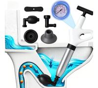 Desatascador de tuberías a presión - Pistola profesional para inodoro, lavabo, bañera y desagüe, con bomba de aire y 3 cabezales intercambiables