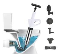 Desatascador de Tuberías con Aire Comprimido, Desatascador de Inodoro con Barómetro, Desatascador WC Desatascador a Presion, Desatascador de inodoro con 4 cabezales reemplazables para Lavabo,Bañera