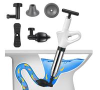 Desatascador de Tuberías con Aire Comprimido, esatascador de Inodoro con Barómetro, Desatascador Tuberias a Presion con Cuatro Ventosas Diferentes Adecuado para Inodoro, Lavabo, Bañera