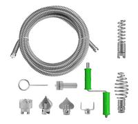 Desatascador Fregadero Espiral de limpieza de tuberías,Profesional Fregadero Desatascar Tuberias,5 m × 12mm,con 6 cabezales de corte para desatascadores,eléctricos y manuales