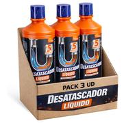 Desatascador liquido, Gel para Tuberías, Desatasca a la Primera, Elimina atascos en tuberias y Desagües, Acción rápida en 5 Minutos, Con Agentes salva tuberías, Contiene 3 botellas de 1 Litro