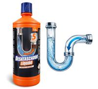 Desatascador liquido, Gel para Tuberías, Desatasca a la Primera, Elimina atascos en tuberias y Desagües, Acción rápida en 5 Minutos, Con Agentes salva tuberías, Contiene 1 botella de 1 Litro