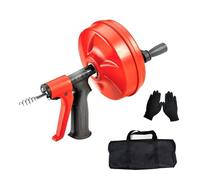 Desatascador Tuberias [15m],Alambre Desatascador Tuberias Con Adaptador De Taladro,¡Espiral Limpiador De Desagües y De Tuberías Para Aficionados Al Bricolaje,Con Guantes Incluidos,Naranja