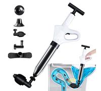 Desatascador Tuberias a Presion,Desatascador WC con Barómetro,Desatascador Tuberias Profesional con Aire Comprimido con 4 Cabezales Reemplazables,para Lavabo,Bañera,Piso (Blanco)