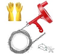 Desatascador Tuberias Profesional 7,7m, Desatascador de Desagües en Espiral, Serpiente de drenaje, Herramientas de serpiente de fregadero para Inodoros, Cocina, Baño