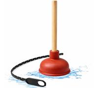 Desatascador Tuberias Profesional con Ventosa de Goma 11 cm y Mango de Madera 23 cm + Desatascador de Cremallera 45 cm - Ventosa Desagüe para Fregadero, Ducha y Lavabo