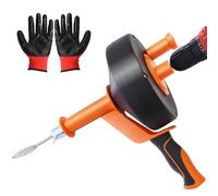 Desatascador Tuberias Profesional, Sirga Desatascar Tuberias de 7.6M con Adaptador para Taladro, Desatascador de Fontanería con Guantes de Trabajo, Uso Manual o Motorizado para Cocina, Fregadero