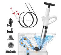 Desatascador Tuberias WC Profesional con Aire Comprimido, Desatascador Inflable de Alta a Presion con 4 Cabezas de Pistón e Inflador para Inodoro Lavabo Bañera Tubería Plato Ducha Fregadero