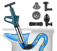 Desatascador WC, Desatascador Tuberias a Presion con barómetro, Desatascador de Inodoro con Cuatro Ventosas Diferentes Adecuado para Cuartos de Baño Inodoros Lavabos (Azul)