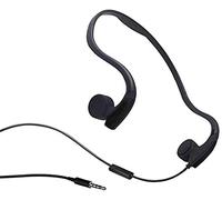 DESAV Auriculares de conducción ósea con micrófono estéreo de oreja abierta con cable a prueba de sudor con reducción de ruido, color negro