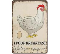 Desayuno de caca ¿Cuál es tu superpoder? Pollo Letrero divertido Metal Vint