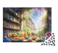 Desayuno en Terraza Soleada Puzzle de 1000 Piezas Papel Puzzle para Adultos Estilo Jardín Relajación Decoración Regalo 52x38cm/1000pcs