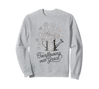 Desbordando con gracia Floral Mamá Cristiana Madre Hija Sudadera