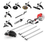 Desbrozadora a gasolina multifunción GM650X-9 2T, motor 65cc 4,9 hp, 9 accessori de corte, doppia stegola, cinghia, forbici, cortasetos - GREENCUT