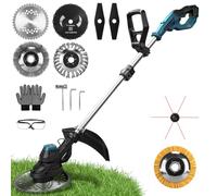 Desbrozadora con batería de 980 W para baterías Makita de 18 V, desbrozadora 7 en 1 con cepillo para malas hierbas, motor sin escobillas de 14800 rpm, ideal para jardín, césped y arbustos | (sin