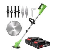Desbrozadora Eléctrica Inalámbrica De 6,0 Ah Y 25 000 RPM con 3 Tipos Cuchillas, Desmalezadora Sin Cuerdas, Cortadora Césped, Poda Jardín Tareas De Corte Sin Esfuerzo En El Jardín(25000rpm 6.0Ah 2Ba)