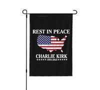 Descansa en paz Charlie Kirk. Bandera conmemorativa para jardín, homenaje 2025. Banderas para exteriores de 12x18 pulgadas, doble cara, patrióticas.