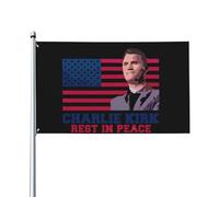 Descansa en paz Charlie Kirk Bandera para habitación de adolescente Banderas personalizadas de doble cara Banner para jardín exterior 3x5 pies,