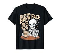 Descansando Brew Face Skeleton Café Halloween Camiseta