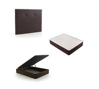 DESCANSIN Pack Colchon + Cabecero + Canape Abatible Maxima Comodidad | Gran Almacenaje (135x190, Chocolate)