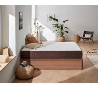 DESCANSIN Pack Colchón + Canapé abatible de Madera 180x200 Cerezo - Cama matrimonial con canapé de 28cm de Alto