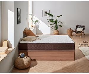 DESCANSIN Pack Colchón + Canapé abatible de Madera 180x200 Cerezo - Cama matrimonial con canapé de 28cm de Alto