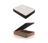 DESCANSIN Pack Colchon + Canape Abatible Maxima Comodidad | Gran Almacenaje (135x190, Cerezo)