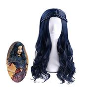 Descendants 2 Evie Cosplay Wig Dark Blue Long Wavy Heat Resistant Synthetic Hair Wigs + Wig Cap