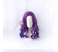Descendants 3: Good to Be Bad Mal Peluca de cosplay Pelo sintético de alta temperatura Purple Biue Pelucas de pelo largo y rizado + Gorro de peluca gratis 1442
